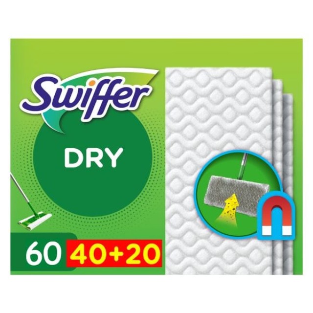 Swiffer Ανταλλακτικά Πανάκια Καθαρισμού Δαπέδων Sweeper 60τμχ (40+20 Δώρο)