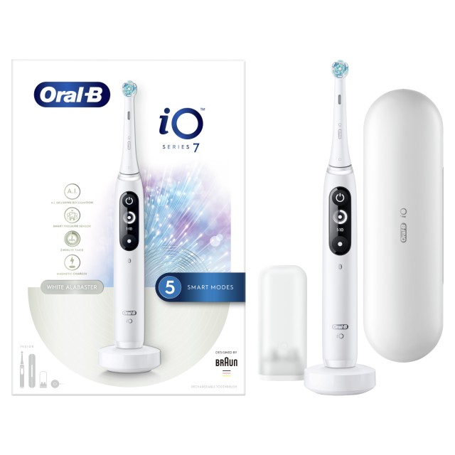 Oral-B iO Series 7 Magnetic White Alabaster Ηλεκτρική Οδοντόβουρτσα Προηγμένης Τεχνολογίας 1τμχ