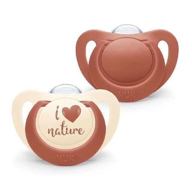 Nuk For Nature Πιπίλες Σιλικόνης για 18-36m+ με Κρίκο Κόκκινο-Μπεζ 2τμχ (10.739.779)