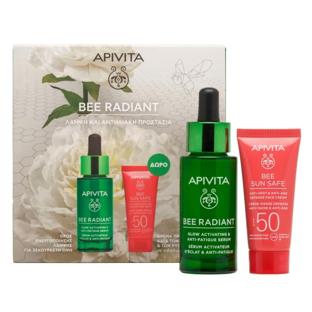 Apivita Promo Pack Bee Radiant Ορός Ενεργοποίησης Λάμψης για Ξεκούραστη Όψη 30ml & Δώρο Bee Sun Safe SPF50 κατά των Πανάδων 15ml