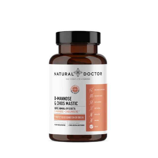 Natural Doctor D-Mannose and Chios Mastic Συμπλήρωμα Διατροφής με D-Μανόζη και μαστίχα Χίου 90 Κάψουλες