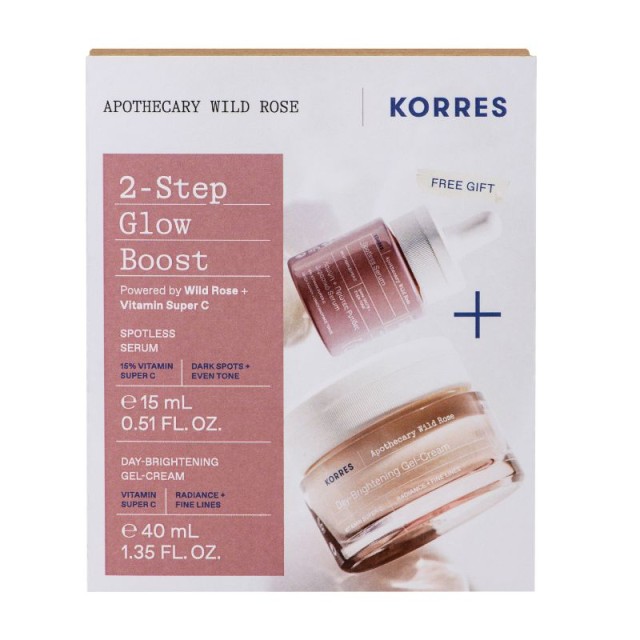 Korres Promo Pack  2 Step Glow Boost Άγριο Τριαντάφυλλο Κρέμα-Gel Ημέρας 40ml & ΔΩΡΟ Άγριο Τριαντάφυλλο Διφασικό Serum Λάμψης 15ml