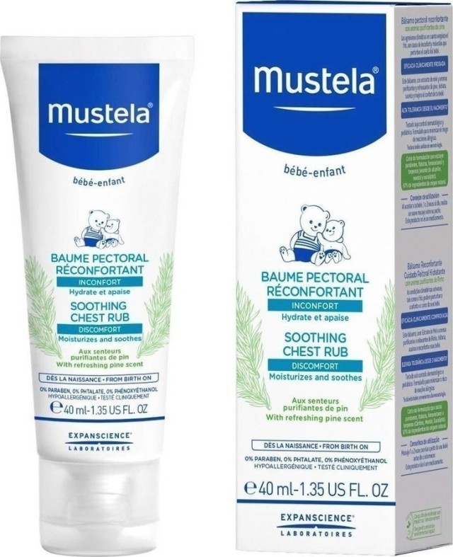 Mustela Soothing Chest Rub  Καταπραϋντική Κρέμα Για Εντριβή 40ml