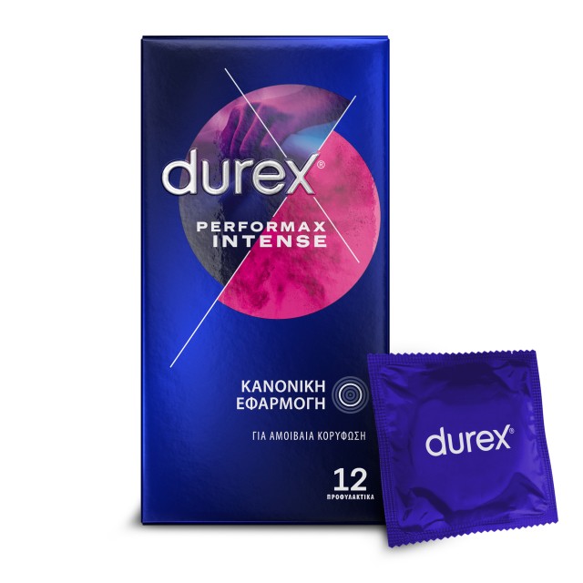 Durex Προφυλακτικά με Κουκκίδες, Ραβδώσεις και Επιβραδυντικό Τζελ Performax Intense  Κανονική Εφαρμογή 12 τεμάχια