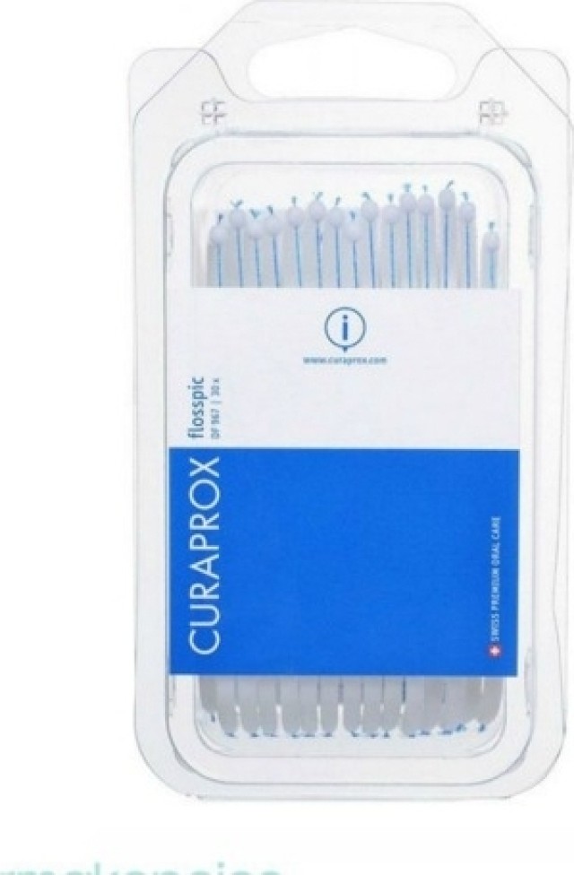 Curaprox Flosspic Dental Floss 2 In 1 Οδοντικό Νήμα Και Οδοντογλυφίδα 30τμχ