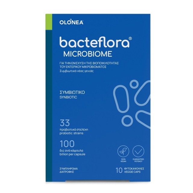 Olonea Bacteflora Microbiome Συνδυασμός Προβιοτικών & Πρεβιοτικών 10 φυτικές κάψουλες