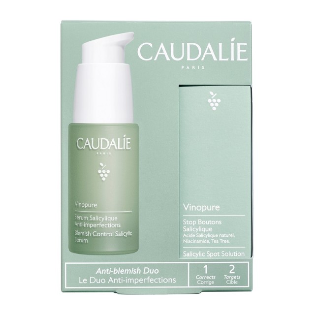 Caudalie Promo Pack Vinopure Blemish Control Salicylic Serum Όρος για Επιδερμίδες με Τάση Ακμής 30ml & Salicylic Spot Solution 15ml