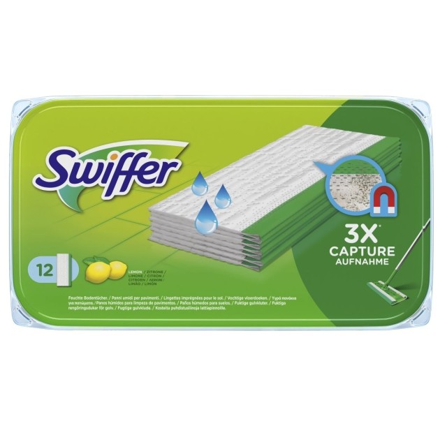 Swiffer Ανταλλακτικό Πανί Παρκετέζας Άρωμα Λεμόνι για Πάτωμα 12τμχ