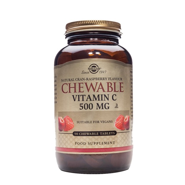 Solgar Chewable Vitamin C 500mg Raspberry 90 μασώμενες ταμπλέτες