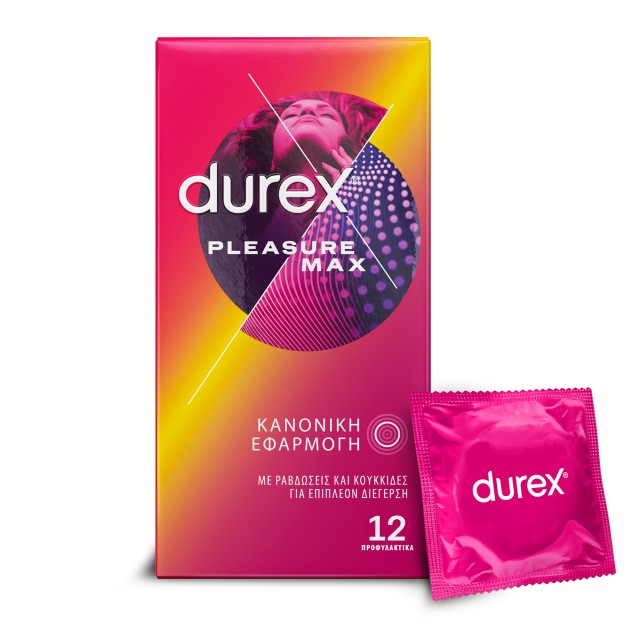 Durex Προφυλακτικά με Κουκιδες και Ραβδώσεις Pleasuremax Κανονική Εφαρμογή 12 τεμάχια