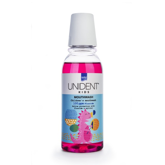 Unident Kids Mouthwash 100ppm Bubble Gum Στοματικό Διάλυμα με γεύση Τσιχλόφουσκας 250ml