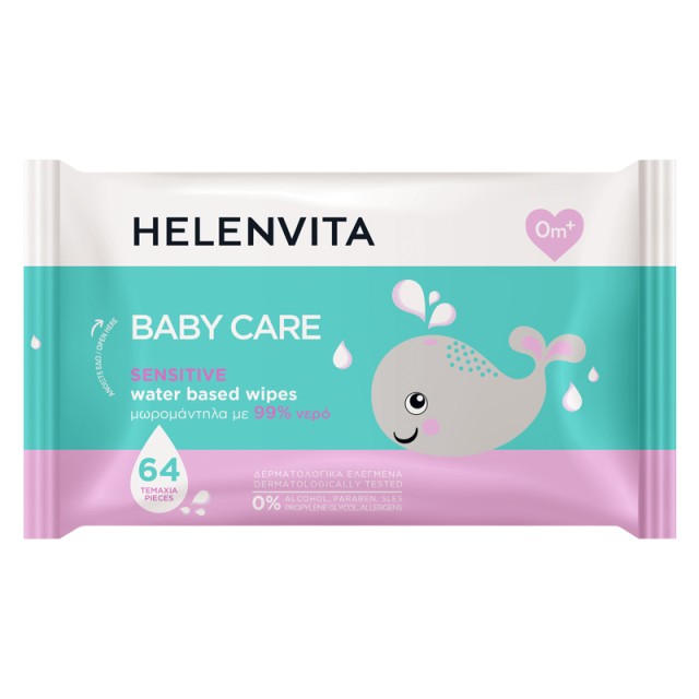 Helenvita Baby Care Sensitive Μωρομάντηλα με 99% Νερό 64τεμ