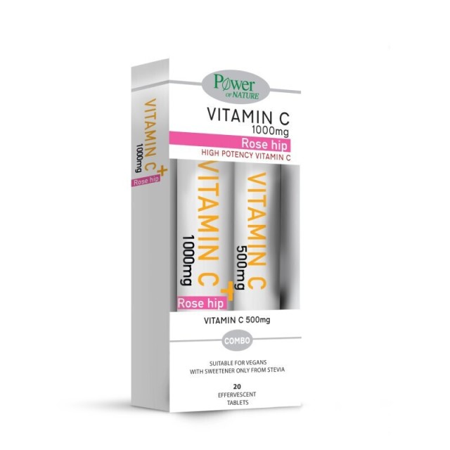 Power Of Nature Vitamin C 1000mg Rose Hip Stevia 20 αναβράζοντα δισκία Vitamin C 500mg 20 αναβράζοντα δισκία