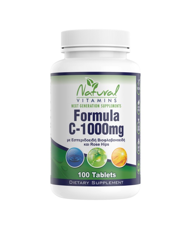 Natural Vitamins ΒΙΤΑΜΙΝΗ C – 1000 MG ΜΕ 525 MG ΒΙΟΦΛΑΒΟΝΟΕΙΔΗ 100tabs