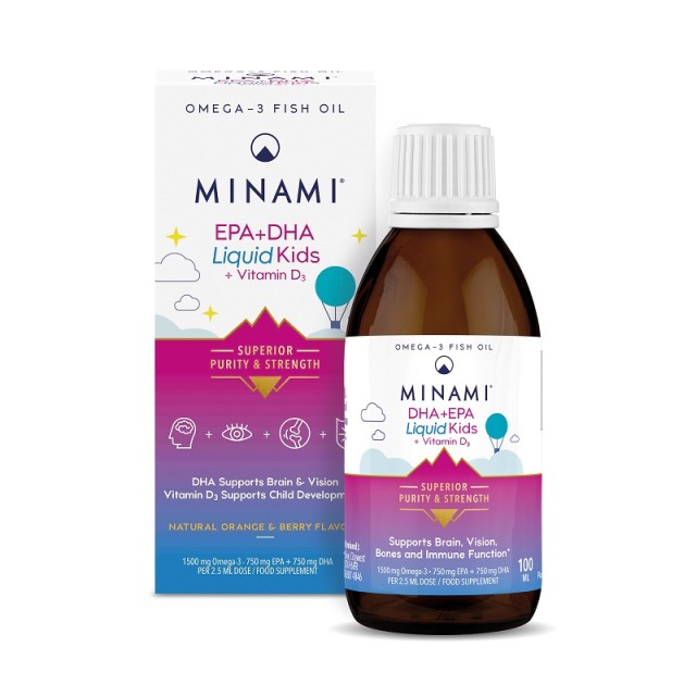 Minami EPA+DHA Liquid Kids +Vitamin D3  Συμπλήρωμα Διατροφής σε Υγρή Μορφή για Παιδιά 3 Ετών+ 100ml