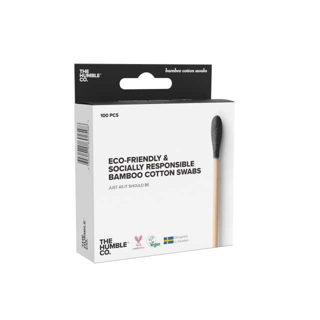 The Humble Co. Natural Cotton Swabs Black Μπατονέτες από Μπαμπού & Βαμβάκι Μαύρο Χρώμα, 100 τμχ