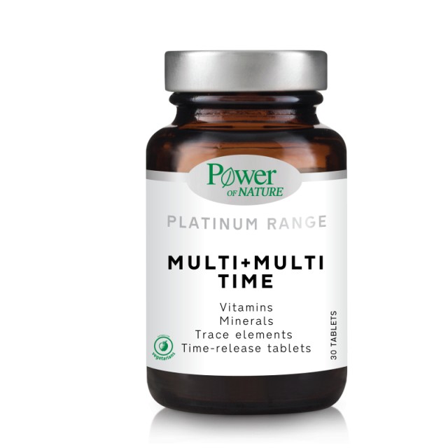 Power Of Nature Platinum Range Multi + Multi Time Πολυβιταμίνη Βραδείας Αποδέσμευσης για Τόνωση του Οργανισμού 30 ταμπλέτες