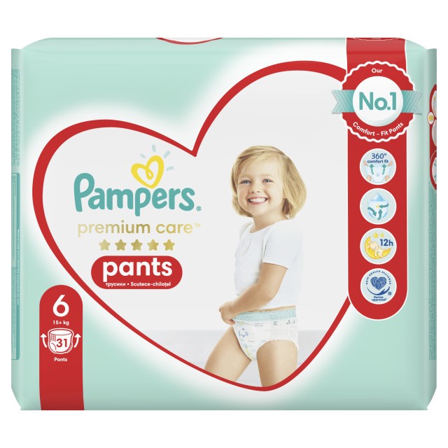 Pampers Πάνες Premium Care Pants Jumbo Pack Νo6 (15+kg) 31τμχ