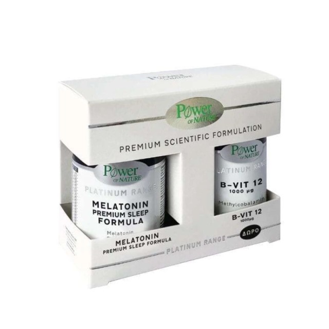 Power Of Nature Platinum Range Melatonin Premium Sleep Formula 30 κάψουλες Συμπλήρωμα για τον Ύπνο & B-Vit 12 1000μg 20 ταμπλέτες