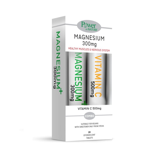 Power Of Nature Magnesium 300mg & Vitamin C 500mg with Stevia 20 + 20 αναβράζοντα δισκία