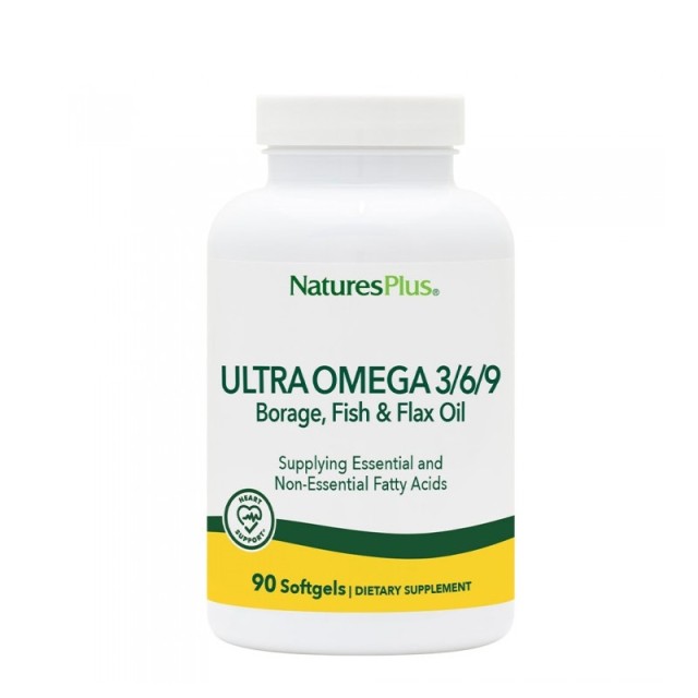 Natures Plus Ultra Omega 3/6/9 Ιχθυέλαιο Μποράγκο & Λινάρι 90 μαλακές κάψουλες