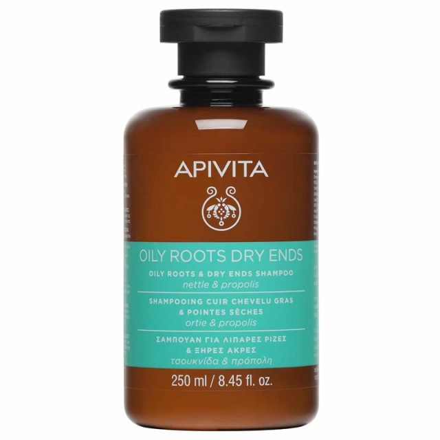 Apivita Oily Roots & Dry Ends Σαμπουάν Για Λιπαρές Ρίζες & Ξηρές Άκρες με Τσουκνίδα & Πρόπολη 250ml