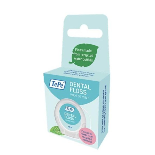 TePe Dental Floss Waxed Mint Οδοντικό Νήμα Κηρωμένο Μέντα 40m