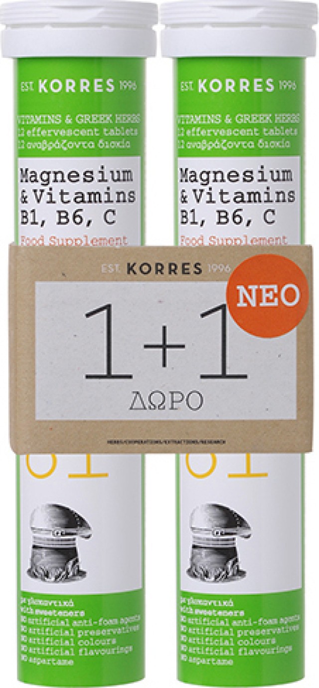 Korres Magnesium & Vitamins B1, B6, C, 2x12 αναβράζοντα δισκία 2x12 αναβράζοντα δισκία