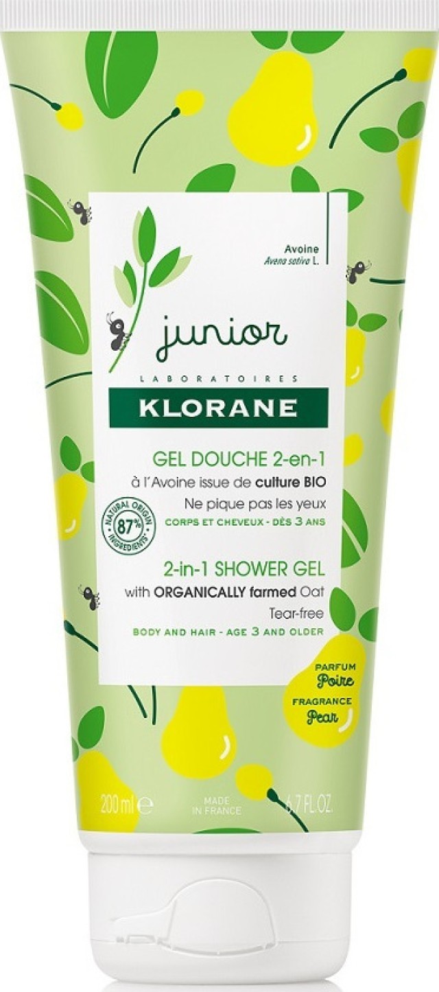 Klorane Junior Gel Douche 2in1 Μαλλιά & Σώμα για Παιδιά 3+ με Άρωμα Αχλάδι 200ml