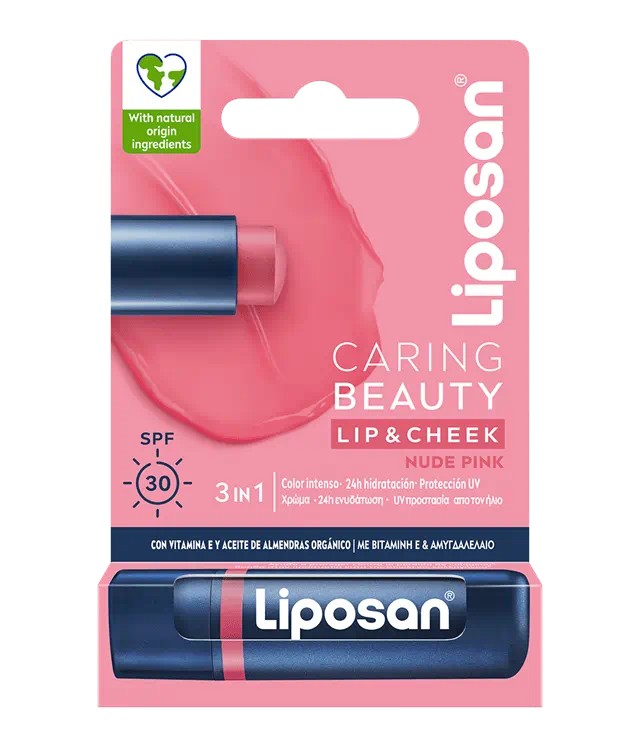 Liposan Caring Beauty Nude Pink Ενυδατικό Βάλσαμο Χειλιών SPF30 Ροζ Χρώμα 4,8g