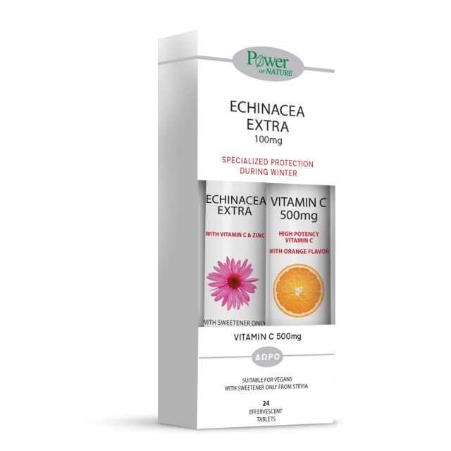 Power Of Nature Echinacea Extra 24 αναβράζοντα δισκία & Vitamin C 500mg 20 αναβράζοντα δισκία