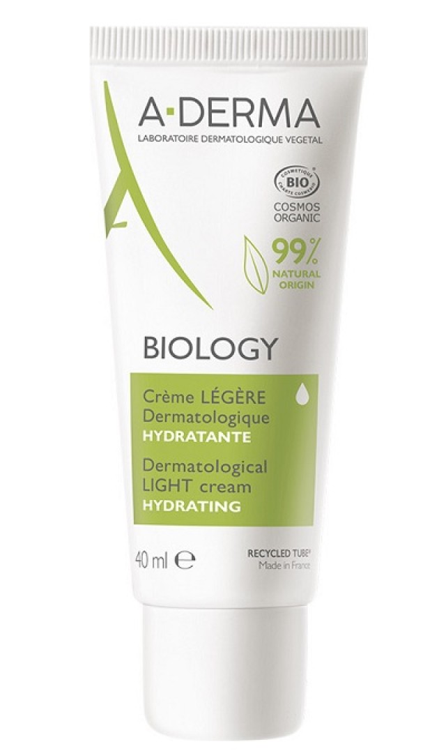 A-Derma Biology Hydrating Light Cream Ενυδατική Κρέμα Προσώπου Λαιμού Ελαφριάς Υφής για Κανονικές Μικτές Επιδερμίδες 40ml