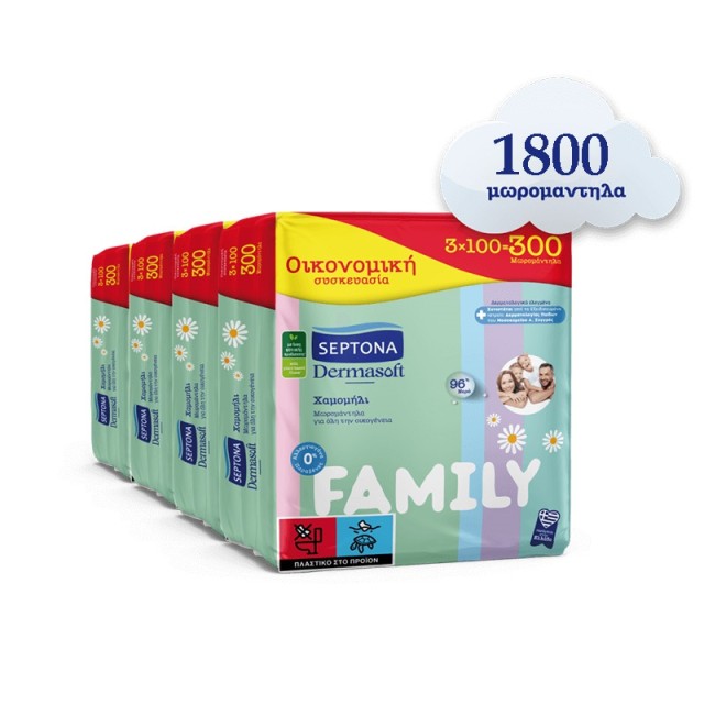 Dermasoft Family Pack Μωρομάντηλα για όλη την οικογένεια – 18 Χ 100τμχ