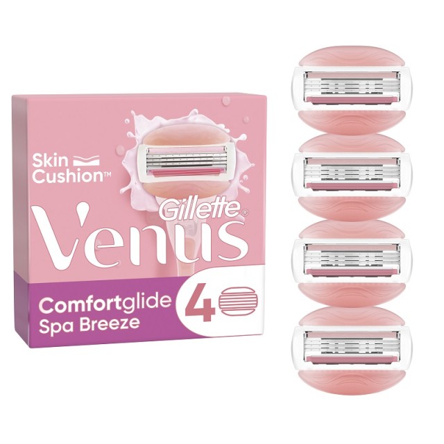 Gillette Venus ComfortGlide Spa Breeze Ανταλλακτικές Κεφαλές Γυναικείας Ξυριστικής Μηχανής 4 τεμάχια