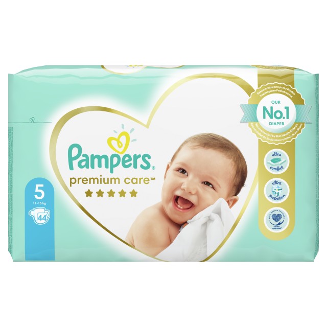 Pampers Premium Care Πάνες Μέγεθος 5 (Junior) 11-16 kg, 44 Πάνες