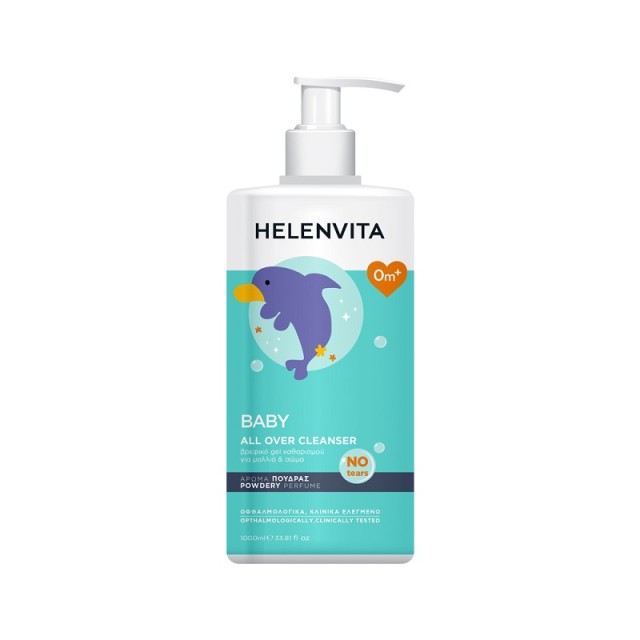 Helenvita Baby All Over Cleanser Απαλό Σαμπουάν και Αφρόλουτρο με Άρωμα Ταλκ 1000ml