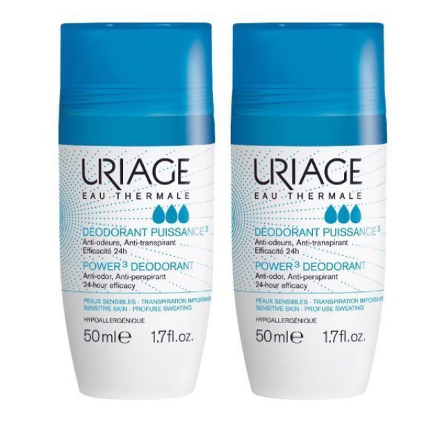 Uriage PROMO Deodorant Roll-On Power 3 Αντιιδρωτικό Αποσμητικό 2 x 50ml 