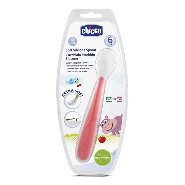 Chicco Κουτάλι Σιλικόνης Soft 6m+ Κόκκινο 06828-70 1τμχ