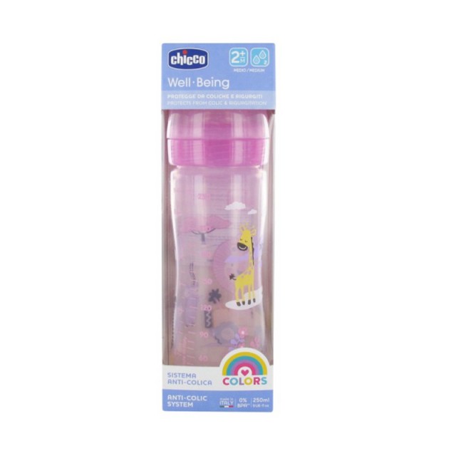 Chicco Μπιμπερο Well Being Σιλικονη 2m+ Ροζ (A60-28623-10) 250ml