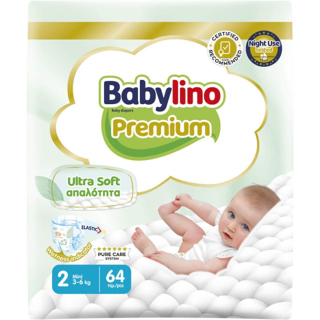 Babylino Πάνες με Αυτοκόλλητο Premium No. 2 για 3-6kg 64τμχ