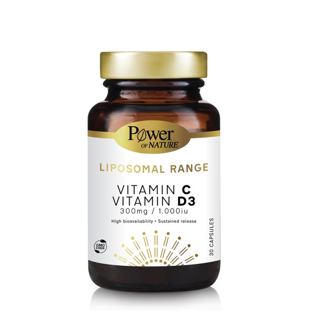 Power Of Nature Liposomal Range Vitamin C 300mg & Vitamin D3 1000iu 30 κάψουλες