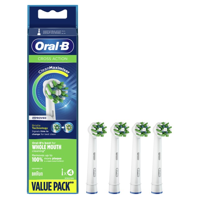 Oral-B CrossAction Ανταλλακτικές Κεφαλές Ηλεκτρικής Οδοντόβουρτσας, 4 τμχ