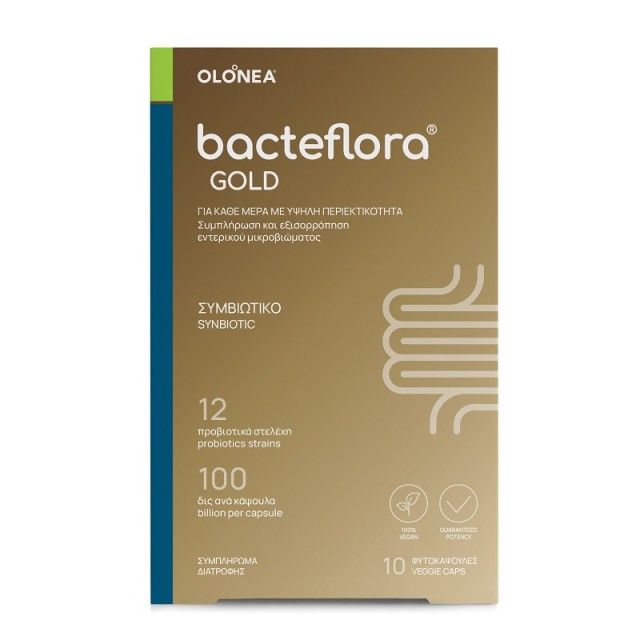 Olonea Bacteflora Gold με Προβιοτικά και Πρεβιοτικά Συμβιωτικό 10 φυτικές κάψουλες