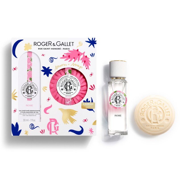 Roger&Gallet Xmas Promo Pack Rose Fragrant Water 30ml & Rose Wellbeing Soap 100gr