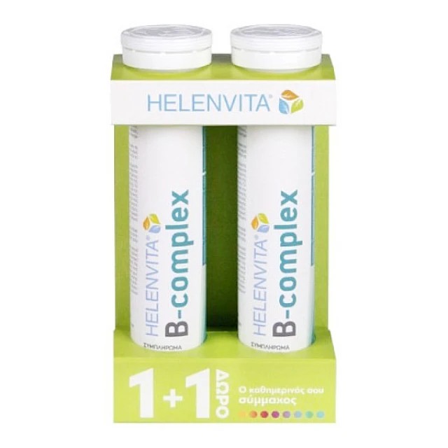 Helenvita Promo Pack Vitamin B-Complex 2x20  Αναβράζοντα Δισκία με Γεύση Πορτοκάλι (1+1 Δώρο)