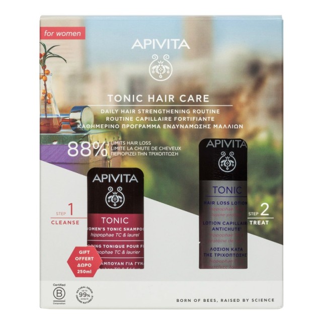 Apivita Promo Pack Tonic Har Loss Lotion Λοσιόν κατά της Τριχόπτωσης για Γυναίκες 150ml & Δώρο Tonic Women Shampoo 250ml