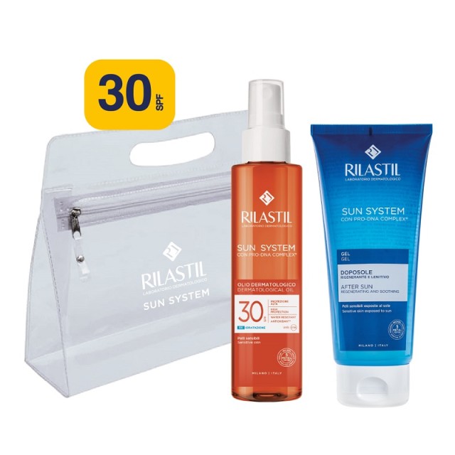 Rilastil Promo Pack Sun System Dermatological Oil SPF30 200ml & Δώρο After Sun Gel 200ml & Νεσεσέρ Λευκό