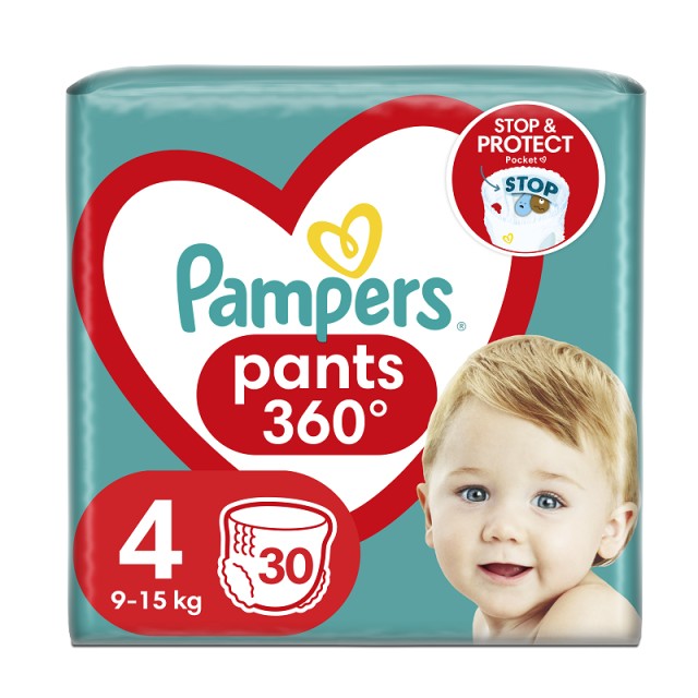 Pampers Pants Πάνα - Βρακάκι Μέγεθος 4 (9-15 κιλά) - 30 Πάνες-Βρακάκι