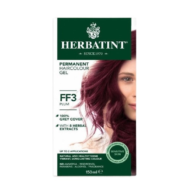 Herbatint Permanent Haircolor Gel FF3 Φυτική Βαφή Μαλλιών Δαμασκηνί 150ml