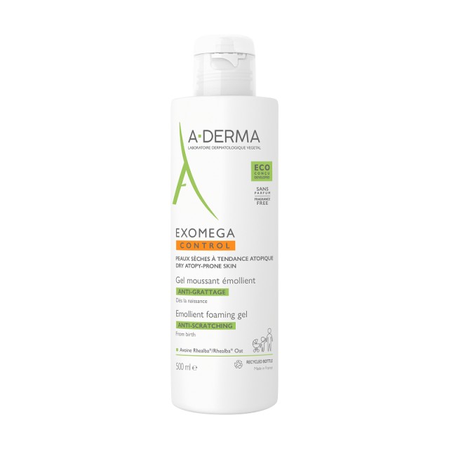 A-Derma Exomega Control Μαλακτικό Αφρίζον Ζελ Καθαρισμού κατά του Αισθήματος Κνησμού 500ml